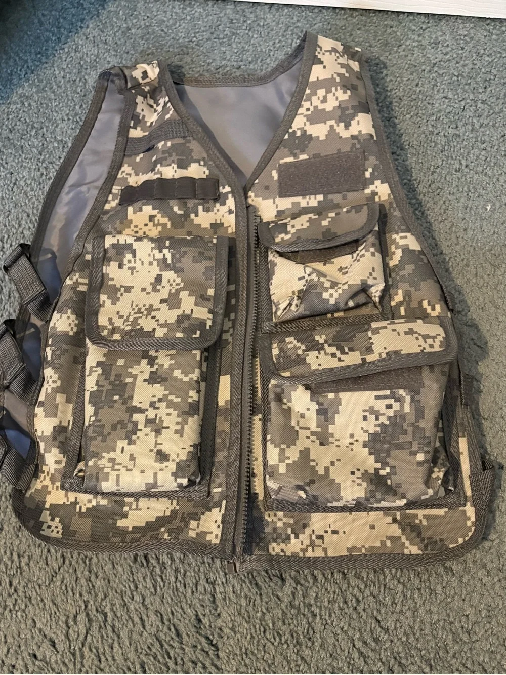 Digital Camo Tactical Utility Vest - Gray/Black Kid’s Play Vest